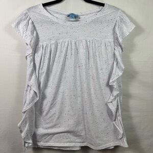 CeCe White Ruffled Side Blouse Women’s Size 2X